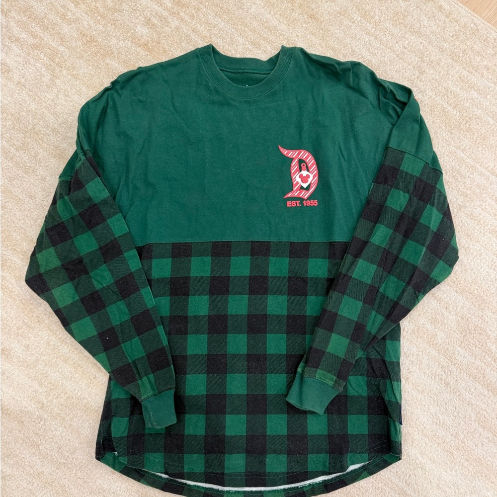 Disneyland Green and Black Buffalo Plaid with Red Disneyland Logo